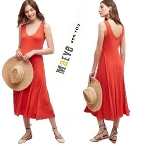 Anthropologie Orange Sleeveless Dress